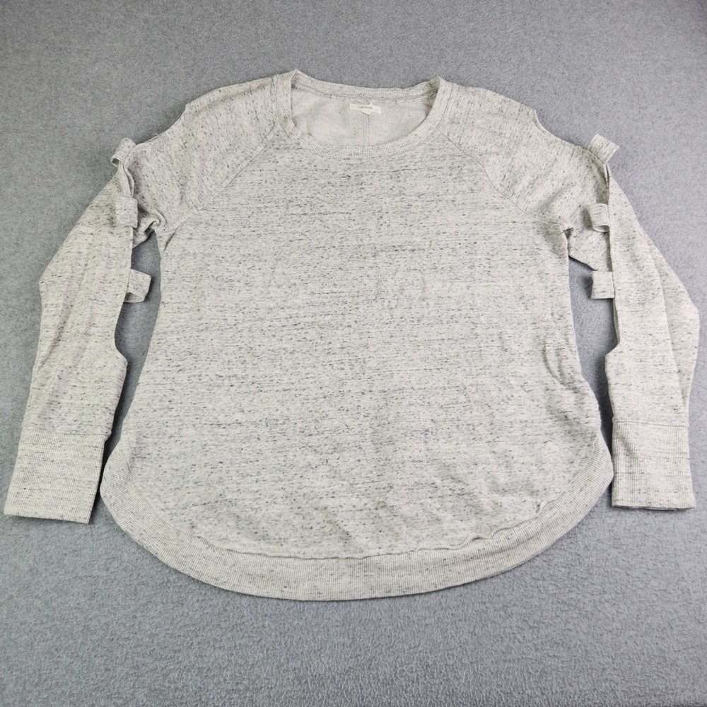 Maurices Sweatshirt‎ Womens XL Gray Heathered Stretch Cut Out Sleeve Curved Hem